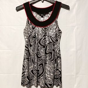 BCX EUC Women's Sleeveless Blouse, Size Large, Black & White Pattern, Flowy